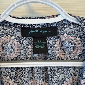 Faith & Zoe Elegant Blue and Pink Top